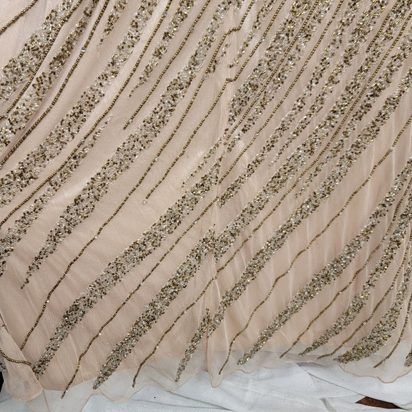 Mac Duggal 5240 Womens 16 Mocha Pink Gold Beaded Sequin Column Formal Dress - Picture 4 of 13